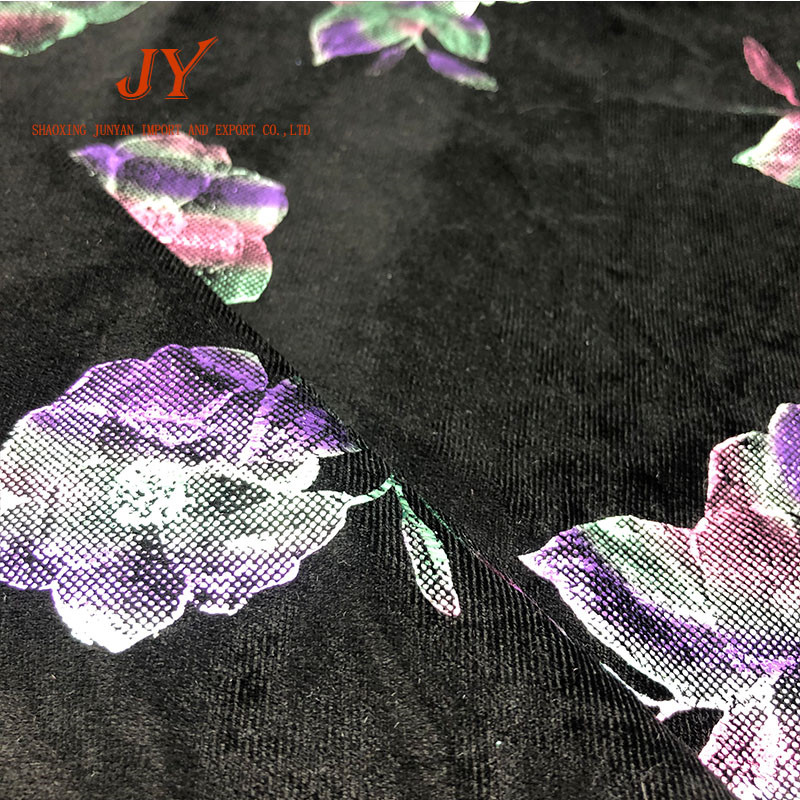 new exotifc foil flower design multicolor 4 way stretch velvet fabric 58/60" sold by the meter
