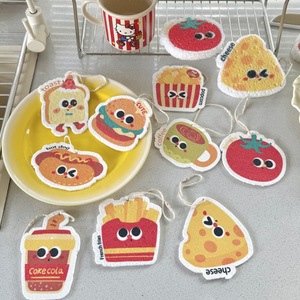 Paños <span class=keywords><strong>de</strong></span> Cocina <span class=keywords><strong>de</strong></span> Pulpa <span class=keywords><strong>de</strong></span> Madera con Dibujos Animados <span class=keywords><strong>de</strong></span> Comida Rápida, Reutilizables, Comprimidos, con Diseño <span class=keywords><strong>de</strong></span> <span class=keywords><strong>Hamburguesa</strong></span>, Papas Fritas y Queso - Product Image 4