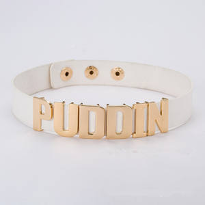 SC新着フェイクレザーハロウィンコスプレネックレスパーソナライズされたレター自殺分隊パディンチョーカーネックレス女性男性用 - Product Image 5