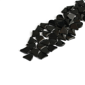 جودة عالية كابوشون فضفاض عقيق أسود x وشكل مروحة للأقراط مجوهرات بالجملة أحجار كريمة عالية الجودة - Product Image 5