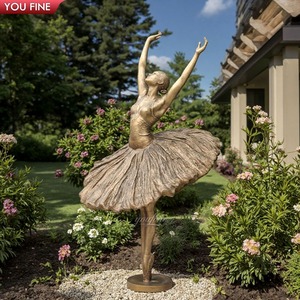 Youfine Tùy Chỉnh Trang Trí Sân Vườn Cuộc Sống Kích Thước Thanh Lịch Vũ Công Ba Lê Cô Gái Bức Tượng Nhỏ Bằng Đồng Ballerina Pointe Điêu Khắc Mặc Váy - Product Image 1