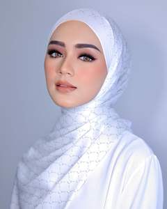 サテンテクスチャしわ光沢のあるサテンパンティープレーンサテンシルクサリーシルクプレーンショールTudung Hijab女性用スカーフ - Product Image 6