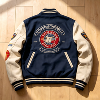 Veste universitaire vintage personnalisée style streetwear avec multiples patchs, lettres en chenille, mélange de laine, veste bomber universitaire, veste letterman pour homme