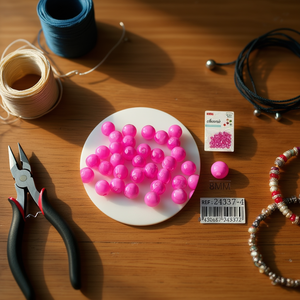 Perline Ilan Abalorio 8mm Rosa per Creazione di Gioielli - Product Image 3