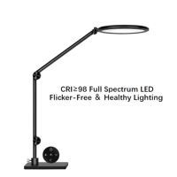 Lampe de bureau LED 95CRI pliable avec contrôle tactile, télécommande, intensité réglable, température de couleur ajustable, lumière de travail pour le nail art, le bureau et l'étude
