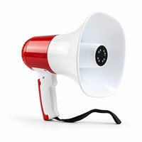 Mégaphone portable 25W 5.0 avec haut-parleur, enregistrement sur carte USB/TF, alarme, rouge et blanc
