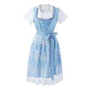 Vestido de Mujer Estilo Dirndl con Estampado Floral Azul, Manga Corta, Lazo y Encaje, Talla Grande, Munich Beer Suit 2025 - Product Image 3