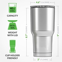 Gobelet 40oz avec poignée couvercle paille double paroi sous vide réutilisable en acier inoxydable isolé bouteille d'eau tasse de voyage tasse