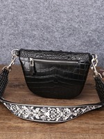 Tas pinggang pria bermotif buaya baru, tas selempang kecil klasik dan bergaya, tas pinggang kecil trendi untuk luar ruangan, tas penyimpanan.