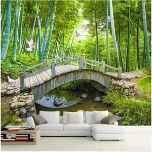 Carta da Parati Fotografica Personalizzata con Paesaggio Naturale Forestale 3D per Decorazione di Soggiorno e Camera da Letto - Product Image 2