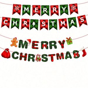 ธงประดับตกแต่งคริสต์มาสสำหรับงานปาร์ตี้วันหยุด ธงแขวนลายการ์ตูนซานต้าทำจากกระดาษ ของตกแต่งคริสต์มาส - Product Image 1