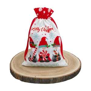 Sac cadeau à cordon avec motif Père Noël, décoration de Noël, emballage cadeau - Product Image 6