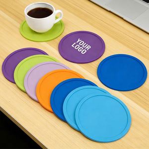 Blank Custom Eco-Friendly <b>Silicone</b> Promotional Coasters with Waterproofing Classic Design Round Shape for Drinks Cups - Product Image 3