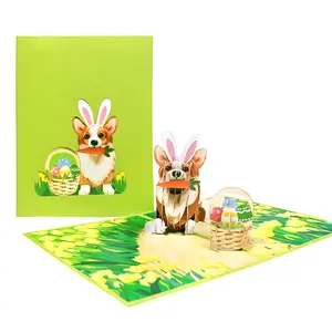 Счастливый Пасхальный фестиваль 3D поздравительная открытка кролик корзина всплывающая открытка