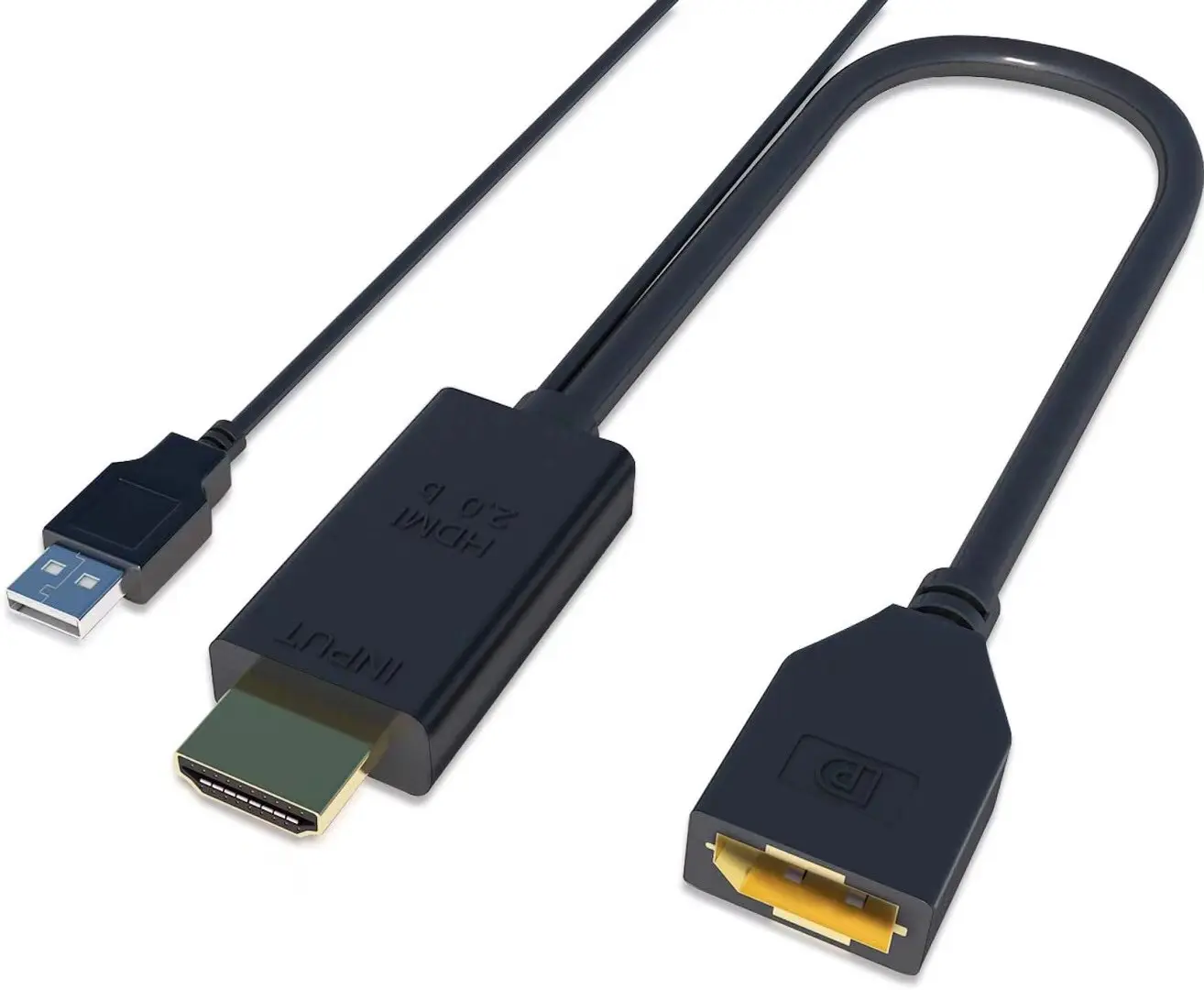 4K 60Hz HDMI to DisplayPort Converter Adapter Cable with USB Power, HDMI to DP Adapter for HDMI Equipped Systems