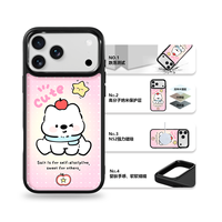 Coque de téléphone AG Feeling Black Edge avec motif ours mignon doré pour iPhone 17, 17 Pro Max, 16 Pro, 15, 15 Pro Max – Coque magnétique