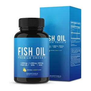 OEM olio di pesce sapore di limone gel morbidi Omega 3 + EPA e DHA cervello articolazioni del cuore pelle e supporto immunitario integratori Softgels Burpless