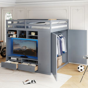 Cama Alta de Tamaño Matrimonial de Venta al por Mayor de Fábrica con Cajones, Estantes e Iluminación LED para Optimización del Espacio y Almacenamiento de <span class=keywords><strong>TV</strong></span> - Product Image 2