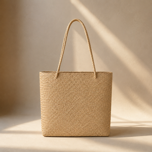 Eco-friendly Durable <b>Straw</b> Woven Tote <b>Bag</b> Solid Color Bohemian Style Open Top Summer Beach Women's Handbag - Product Image 1