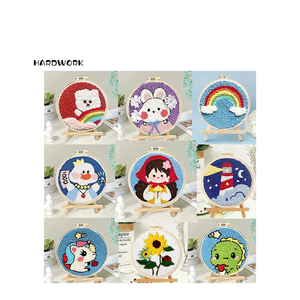 Custom DIY Wholesale New Arrival Cross Stitch Punch Needle Cotton Embroidery Set Kit for Adults with Animals & Nature Themes