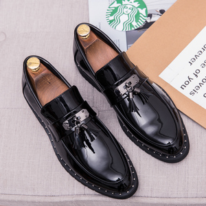 Zapatos de vestir de punta estrecha Vintage para hombre, temporada de primavera/verano/otoño, cierre deslizante, <span class=keywords><strong>charol</strong></span> de moda para fiestas - Product Image 2