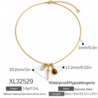Kalung Liontin Tetesan Air Oval Zirkon Hati Trendy SUMMLY, Lapisan Emas 18K, Baja Anti Karat, untuk Wanita, Hadiah Pesta