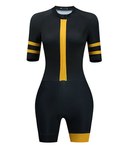 Nuevo Traje de Triatlón Color Block Negro y Amarillo con Almohadilla de Gel, Alta Elasticidad y Soporte, Ropa Profesional para Competición - Product Image 2