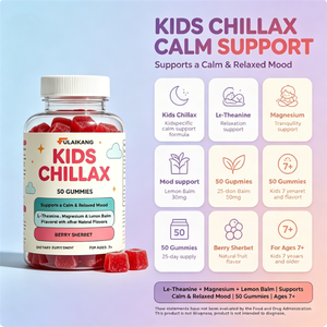 Gomitas Relajantes Chillax para Niños de Marca Privada OEM con L-Teanina, Magnesio y Balsamo de Limón para la Relajación, 50 Unidades - Product Image 3