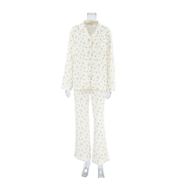 Ensemble de pyjama pour femme à imprimé floral personnalisé, motif imprimé numérique, coton, taille élastique, deux pièces, vêtements de nuit, vêtements de maison, ensemble de pyjama à imprimé floral personnalisé