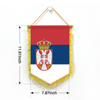 Drapeau Tricolore Rouge Bleu Blanc Orthodoxe Serbe pour Décoration Intérieure de Voiture, Petit Souvenir de Belgrade