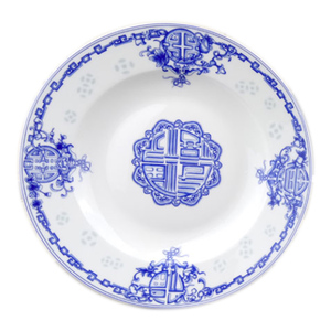 Piatto per Burro in Melamina Bianco con Bordo Floreale <span class=keywords><strong>Blu</strong></span>, per Casa e Ristorante, Ideale per Insalate, Pasta e <span class=keywords><strong>Piatti</strong></span> Principali - Product Image 4