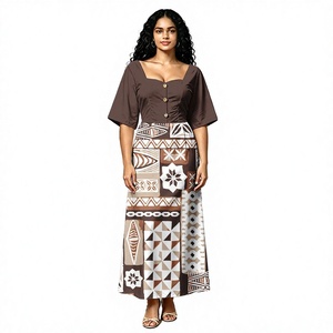 Robe d'été en polyester pour femme, style tribal créatif, boutons en noix de coco, style rétro, formelle, Samoa, Polynésie, Sweetheart - Product Image 1