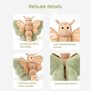 Hot Sale Custom Green Wings Schmetterlings form PP Baumwoll kissen Weiches Stofftier Spielzeug kissen für Kinderzimmer Dekor Nette Geschenk idee - Product Image 6