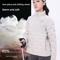 Nouvelle arrivée : Doudoune épaisse pour femme, imprimée, tissée, respirante, à col montant, 90 % duvet de canard blanc