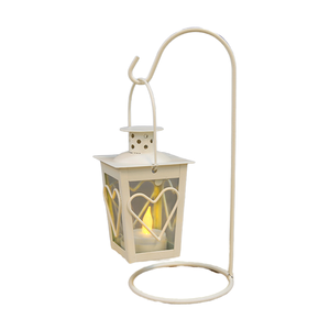 Lanterne suspendue en fer de style européen antique, porte-bougie en verre pour la décoration de la maison - Product Image 1