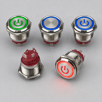 Sakelar Tombol Tekan Logam 16mm Tahan Air LED Beriluminasi Momentary Latching 15A Anti Vandal untuk Kelautan Otomotif RV