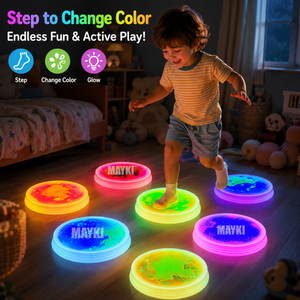 Tapis de sol LED ronds lumineux de 30 cm, sensibles à la pression, à changement de couleur, dalles sensorielles pour enfants, <span class=keywords><strong>jeu</strong></span> de salle sensorielle - Product Image 2
