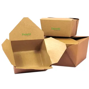 Emballage de nouilles chinoises en papier Kraft, 200 pièces, écologiques jetables, pour Restaurant, riz, emballage à emporter