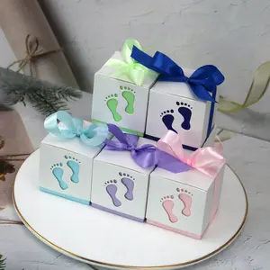 婴儿脚糖果礼品盒生日第一次圣餐女孩男孩婴儿淋浴结婚礼物糖衣洗礼蛋糕盒包装