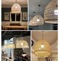 Lampe suspendue en rotin tressé de qualité supérieure, faite à la main, de forme ronde, pour escalier, style moderne