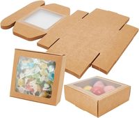 Caja de Regalo Plegable de Papel Kraft Marrón con Ventanas Transparentes, Recubrimiento UV, Grabado en Relieve, Reciclable y Duradera, para Fiestas, Bodas, Panadería