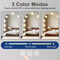 Modern Arch Vanity Mirror LED Display Screen Adjustable Brightness Touch Switch Freestanding Metal Glass Construction Makeup