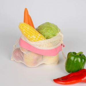 Sacs en coton réutilisables pour produits, sacs écologiques à cordon, sacs de rangement pour légumes et fruits, sacs d'emballage en filet, sacs d'épicerie - Product Image 1