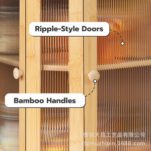 Armoire à pain en bambou à double couche avec porte en verre pour la cuisine - Product Image 4
