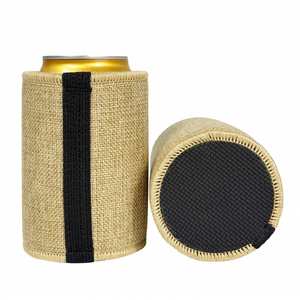 Hot Sales Can Wine Beer <b>Bottle</b> Sleeve Jute Material Backing Neoprene <b>Cooler</b> Stubby Holder With Custom Logo Printing - Product Image 2
