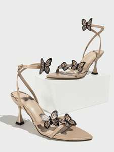 BUSY GIRL SS2559 <span class=keywords><strong>Nude</strong></span> <span class=keywords><strong>Beige</strong></span> Punta estrecha Tobillo Correa Tacones altos Sandalias Zapatos para mujeres Venta al por mayor Venta al por menor 2025 - Product Image 4