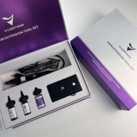 Nouvelle boîte Ensemble d'extension de cheveux humains avec outils de lumière UV Machine de colle et de retrait de lumière V réutilisation plus rapide et plus facile