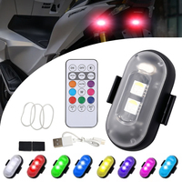 JHS 6PCS sans fil LED lumières stroboscopiques avec télécommande 8 couleurs USB Charing étanche pour voiture moto Drone avion vélo