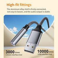 Adaptateur audio USB-A mâle vers jack 3,5 mm femelle, 15 cm, 1 m, carte son externe, prise en charge du micro-casque avec convertisseur stéréo auxiliaire 3,5 mm