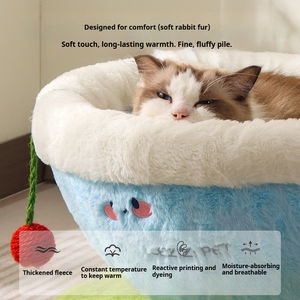Cangkir kopi bulu kelinci bayi keselamatan tersembunyi tempat tidur kucing semi-tertutup portabel dapat dicuci semua musim hangat Universal sarang kucing musim dingin - Product Image 5